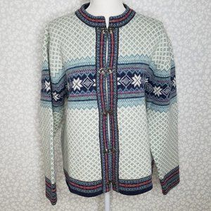 Vtg Eagle's Eye 100% Wool Fair Isle Cardigan